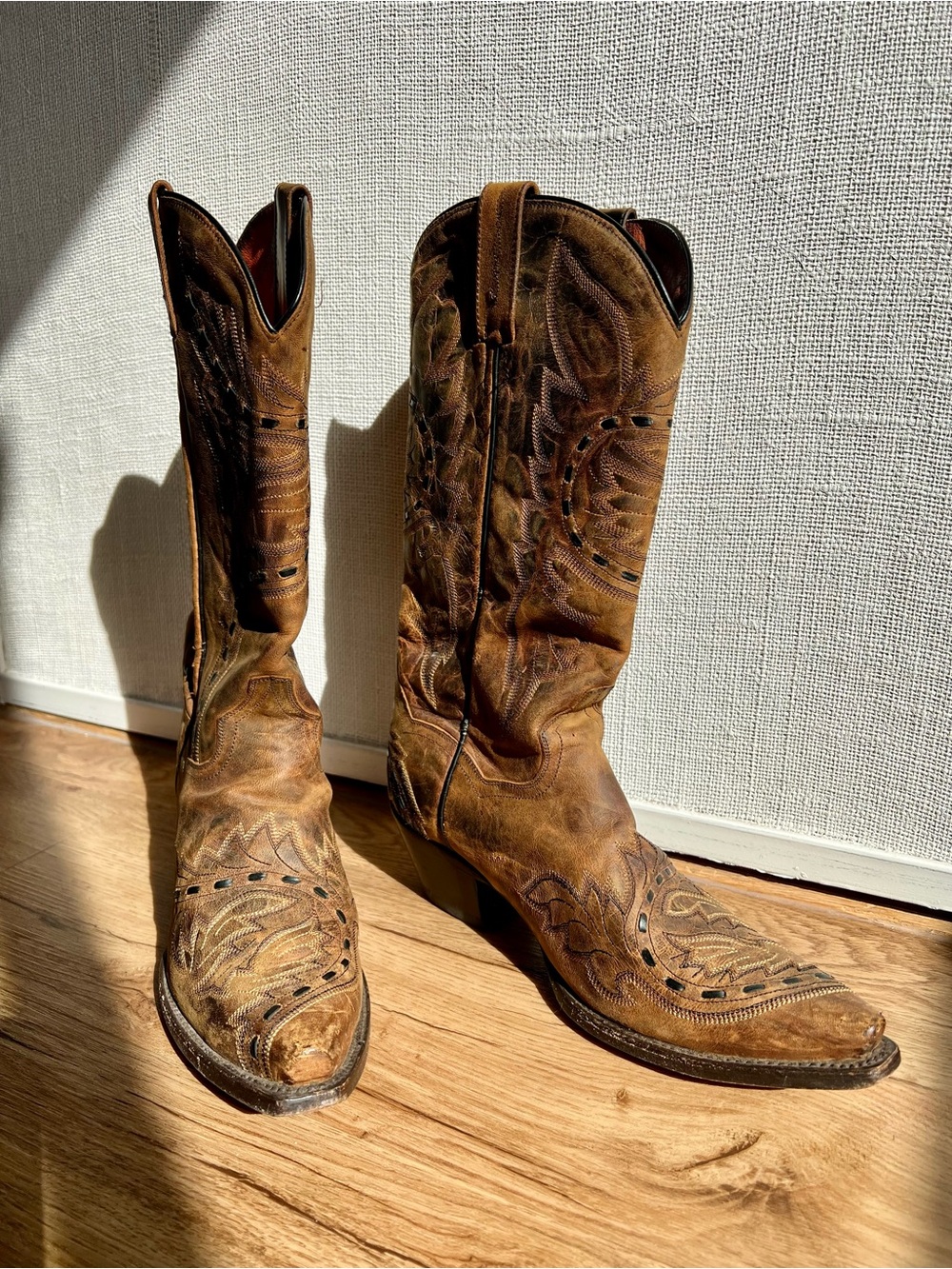 Dan Post Brown Western Embossed Leather Heeled Boots